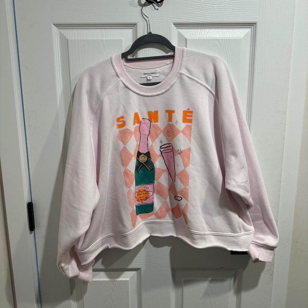 Pink Graphic Sweatshirt with Champagne Design